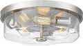 Brushed Nickel Flush Mount Ceiling Light, 3-Light Hallway Light Fixtures, Modern Farmhouse Farmhouse Ceiling Light Clear Glass for Kitchen Porch Entryway Indoor Outdoor