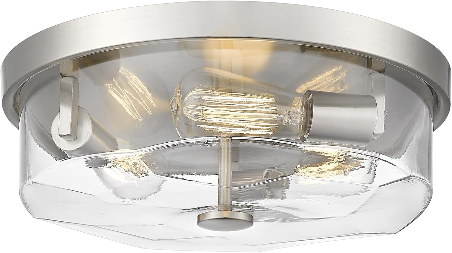Brushed Nickel Flush Mount Ceiling Light, 3-Light Hallway Light Fixtures, Modern Farmhouse Farmhouse Ceiling Light Clear Glass for Kitchen Porch Entryway Indoor Outdoor
