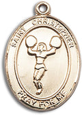 Bonyak Jewelry St. Christopher - Cheerleading Hand-Crafted Oval Medal Pendant in 14kt Yellow Gold