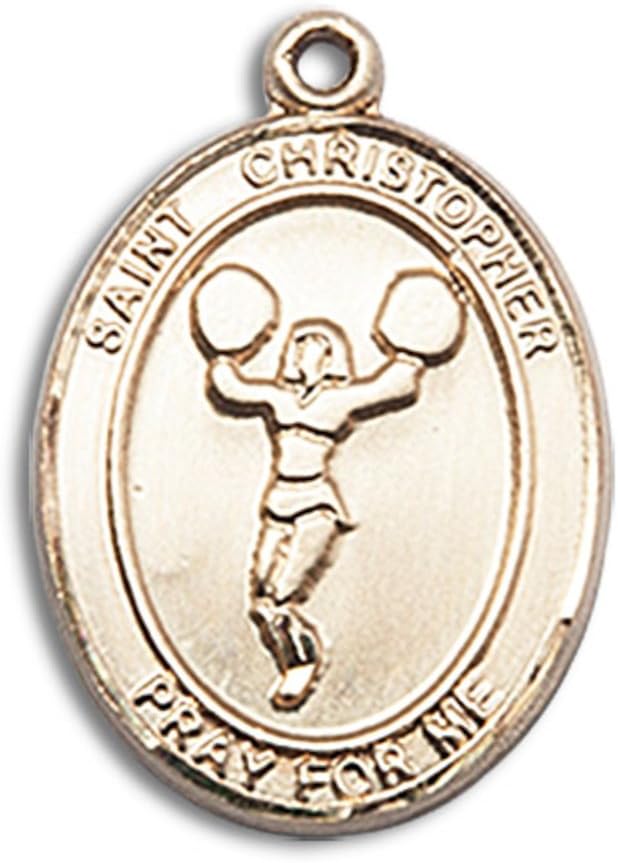 Bonyak Jewelry St. Christopher - Cheerleading Hand-Crafted Oval Medal Pendant in 14kt Yellow Gold