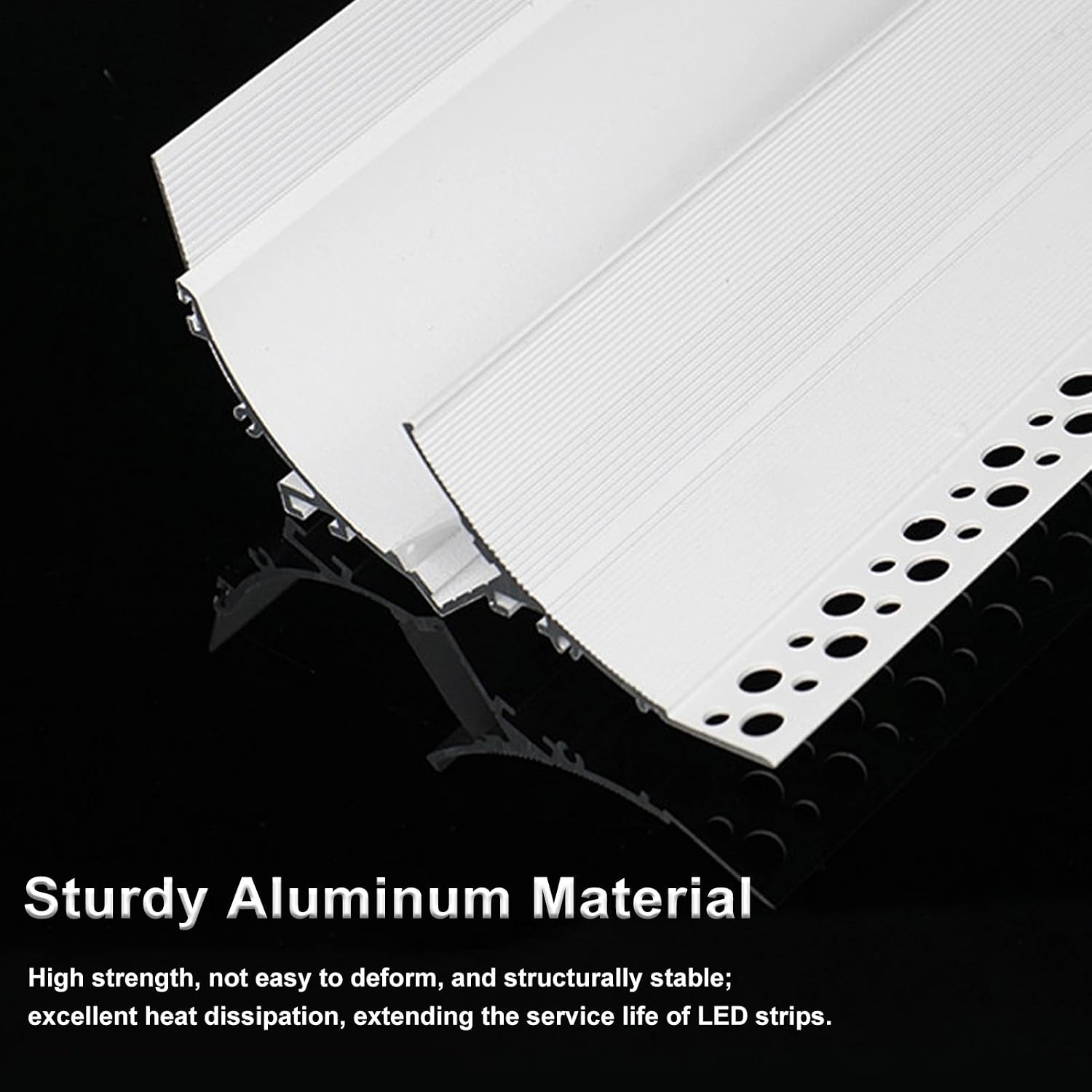LED Indirect Lighting Crown Molding Ceiling Decor, Aluminum Linear LED Channel Putty-Ready Edge Design, White Cornice Moulding Coving Trim(1.5 m/4.9 ft)