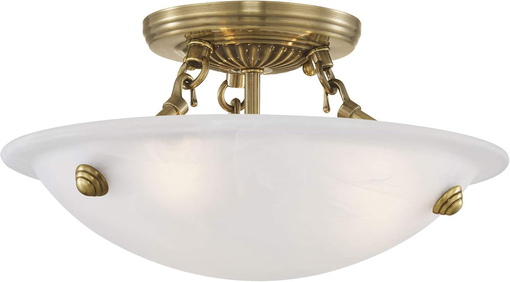 Livex Lighting 4272-02 Oasis 3-Light Ceiling Mount, Polished Brass