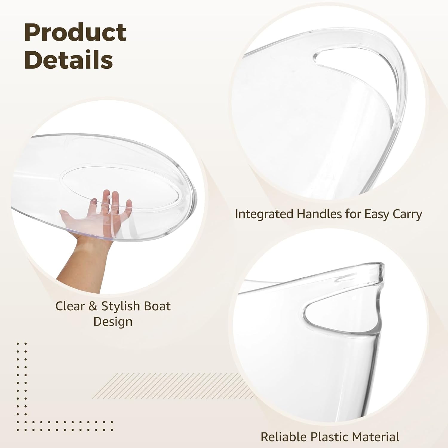 2 Pc Ice Bucket And Beverage Tub Set, 5.5L, Transparent Plastic, Boat Design, Includes Ice Shovel, For Parties And Home