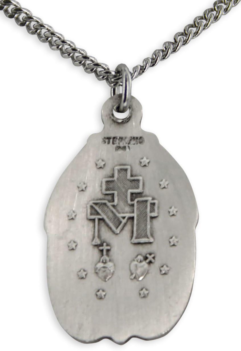 Heartland Women's Sterling Silver Deep Carving Miraculous Medal + USA Made + Chain Choice