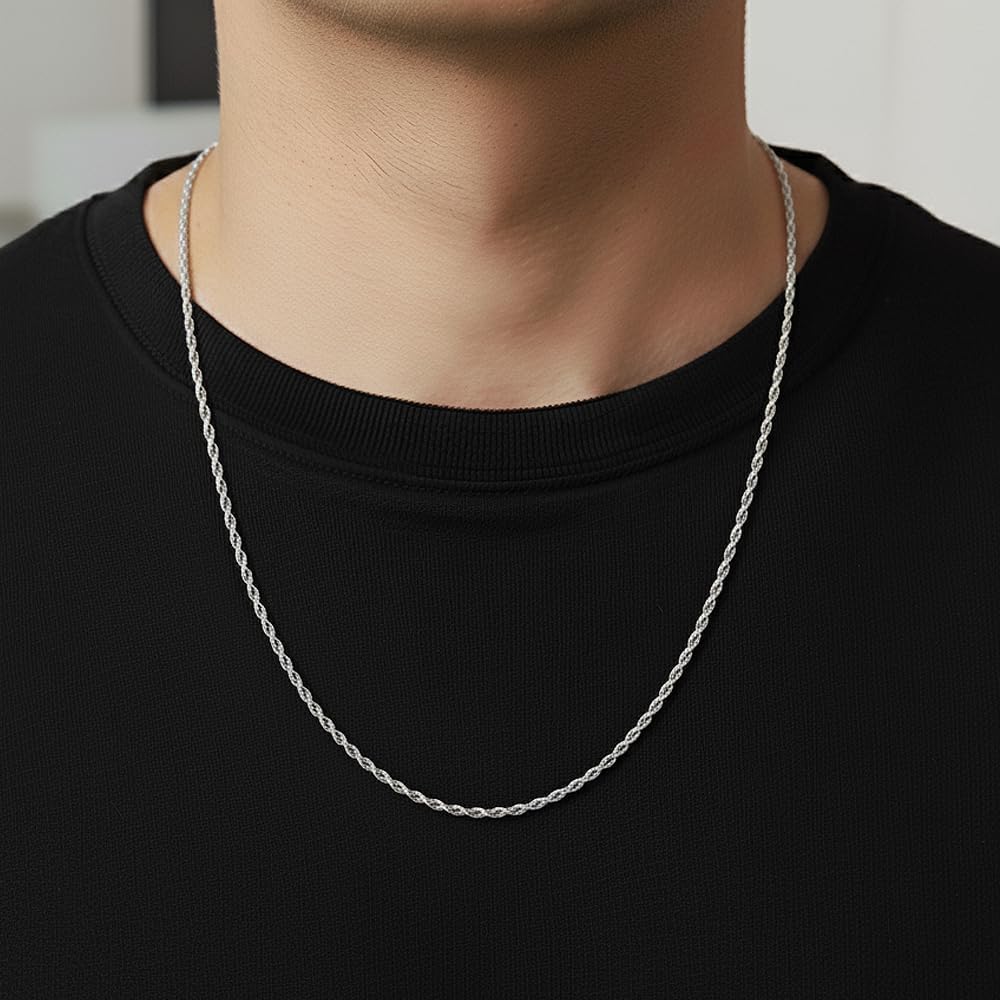 Metal Masters 2.3MM Sterling Silver Rope Necklace Chain 16' 18' 20' 22' 24' 30'