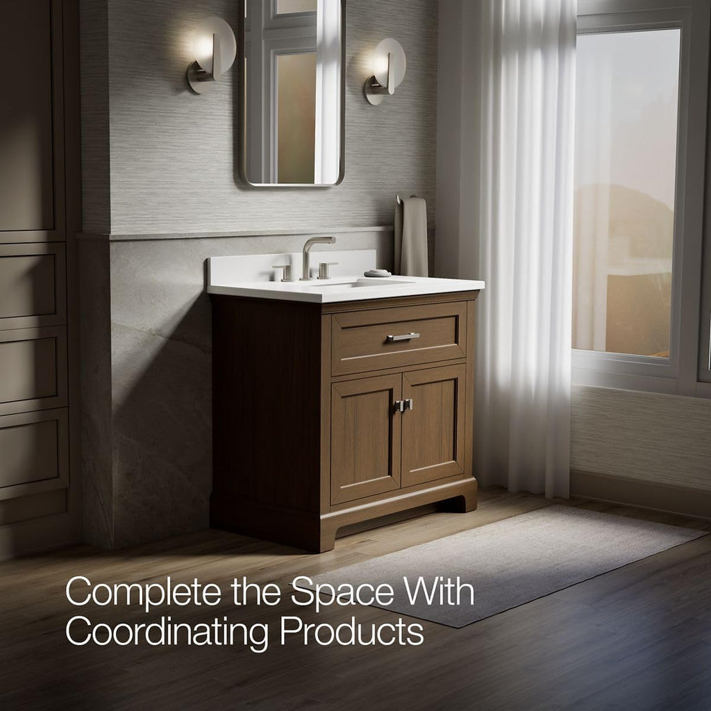 Kohler 29261-BD1-DAK Charlemont 36 in. Bathroom Vanity Cabinet with Sink and Quartz top, Draper Oak
