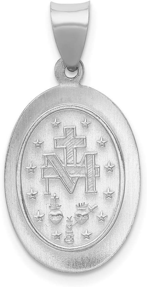 14k Gold Virgin Mary Miraculous Medal Pendant - Oval Mother Mary Necklace Charm with Sacred Words - Handcrafted Religious Jewelry Made in USA - Traditional Catholic Design