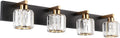Aipsun Crystal Bathroom Vanity Lighting Black Vanity Light Fixtures Modern Vanity Light for Bathroom 4 Lights(Exclude Bulb)