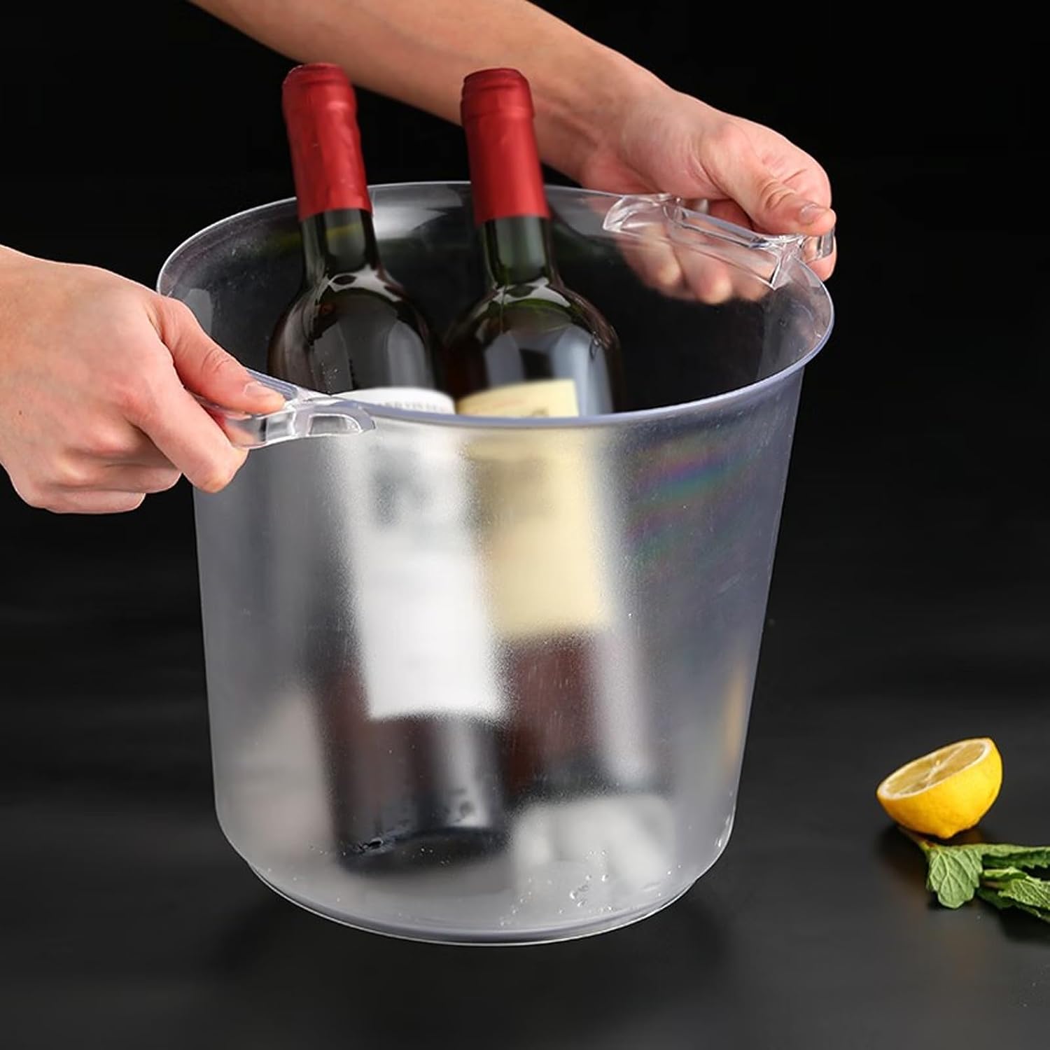 Party Ice Bucket Beverage Tubs for Parties Plastic Ice Bucket for Cocktail Bar Green Acrylic Wine Bucket Drink Bucket Cooler for Chiller Bin for Champagne or Beer, 8L Ice Bucket (Color : Green)