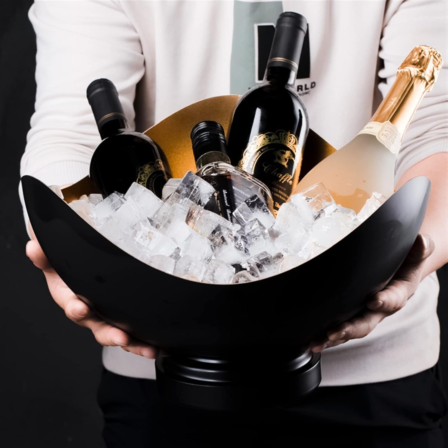 Ice Bucket Ice Buckets - Ice Buckets for Parties, Stainless Steel Champagne Basin Creative Black Gold Champagne Bucket Beer Ice Wine Basin Champagne Bucket