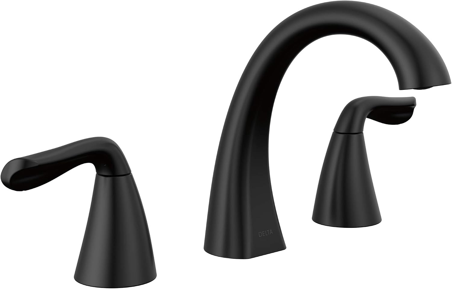 Delta Arvo Matte Black Bathroom Faucet 3 Hole, 8 Inch Widespread Bathroom Sink Faucet for Vanity, Push-Pop Drain Assembly, Matte Black 35840LF-BL