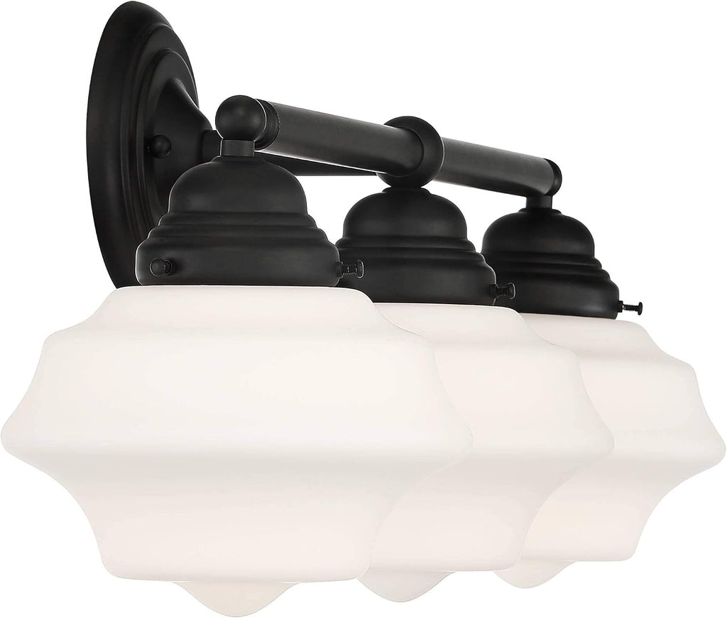 Possini Euro Design Astrid Modern Wall Light Black Metal Hardwired 27 1/4' 3-Light Fixture Opal White Glass Shade for Bedroom Bedside Bathroom Vanity Living Room Hallway Dining House Home Kitchen