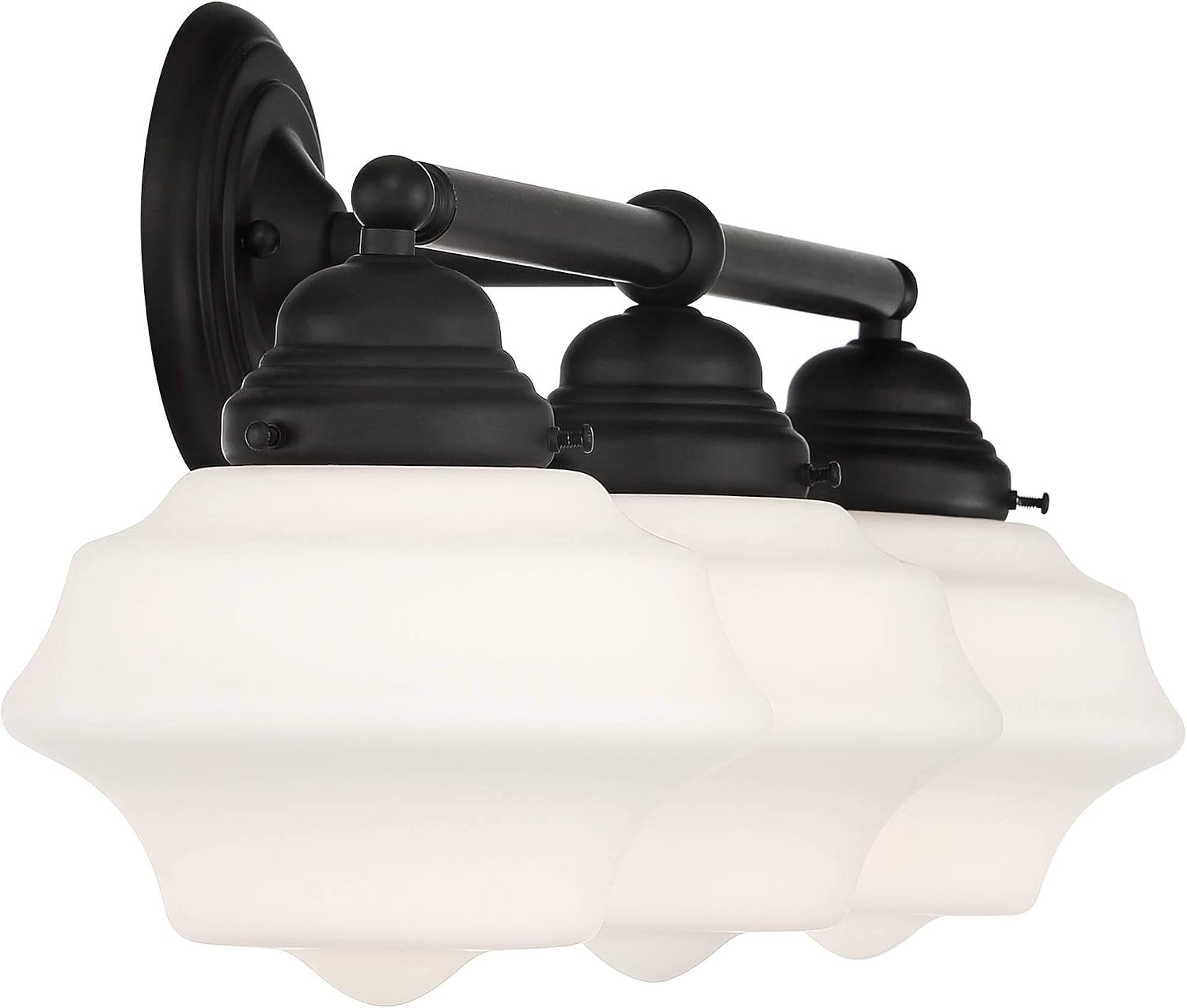 Possini Euro Design Astrid Modern Wall Light Black Metal Hardwired 27 1/4' 3-Light Fixture Opal White Glass Shade for Bedroom Bedside Bathroom Vanity Living Room Hallway Dining House Home Kitchen