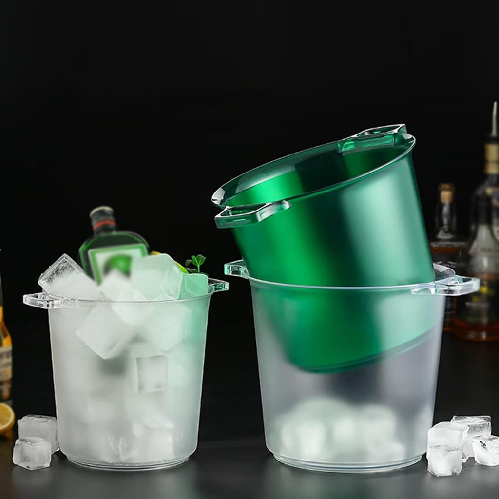 Party Ice Bucket Beverage Tubs for Parties Plastic Ice Bucket for Cocktail Bar Green Acrylic Wine Bucket Drink Bucket Cooler for Chiller Bin for Champagne or Beer, 8L Ice Bucket (Color : Green)