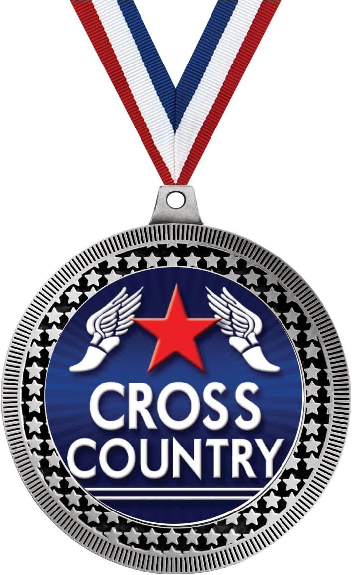 Crown Awards 2.75' Cross Country Award Medal, Silver Vega Cross Country Team Trophy Award Includes Free Neck Ribbon