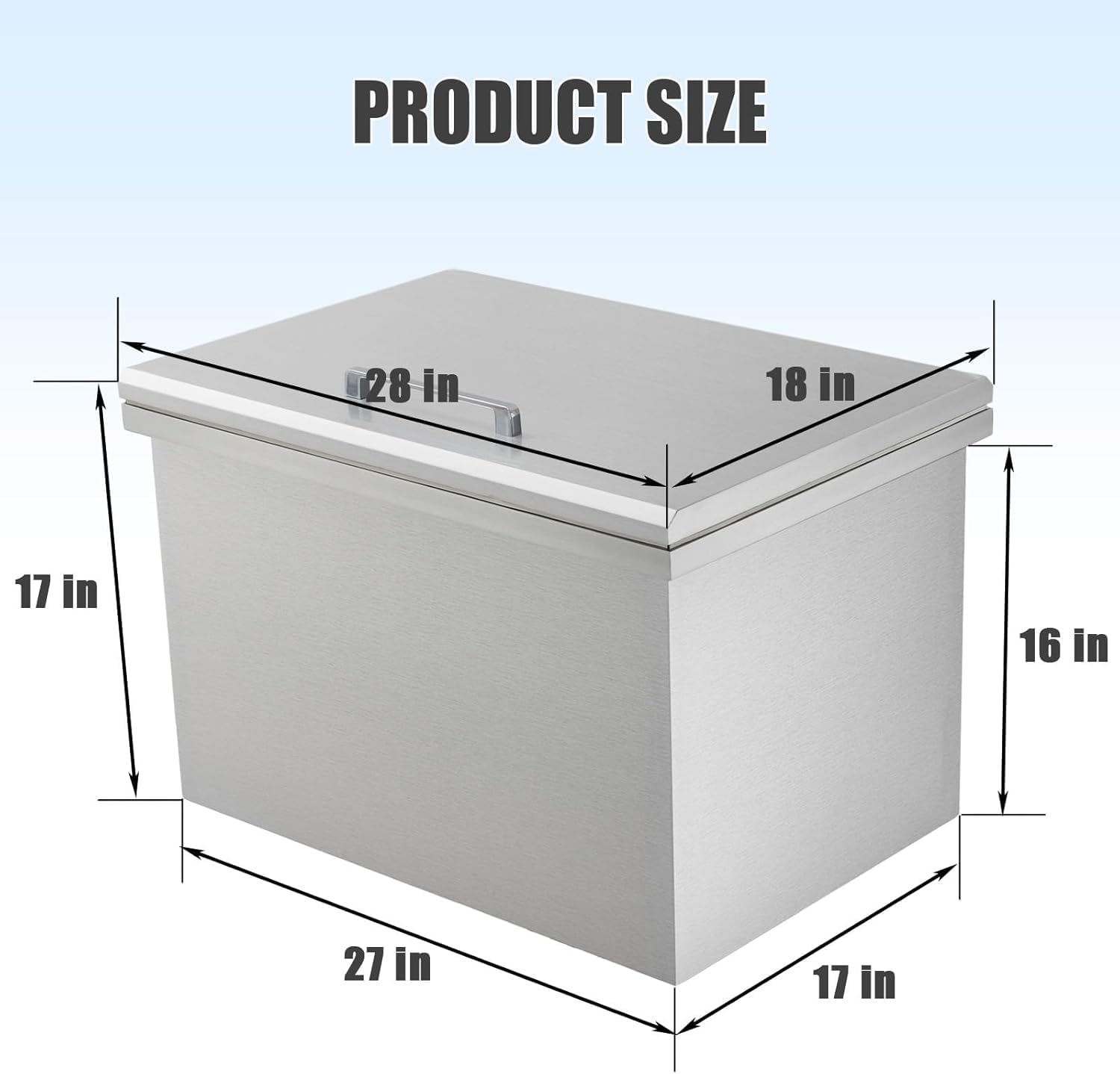 Drop in Ice Chest, Outdoor Kitchen Ice Bar Stainless Steel Ice Cooler, Commercial Ice Bin with Hinged Cover, Ice Bucket, for Cold Wine Beer