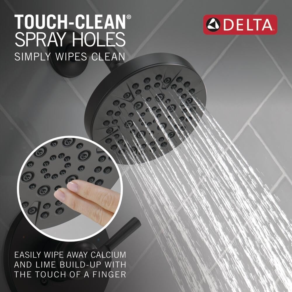 Delta Faucet Saylor 14 Series Black Tub and Shower Faucet Combo, Bathtub and Shower Trim System, Shower Trim Kit, Bathtub Faucet Set, Shower Tub Faucet, Matte Black T14435-BL (Valve Not Included)
