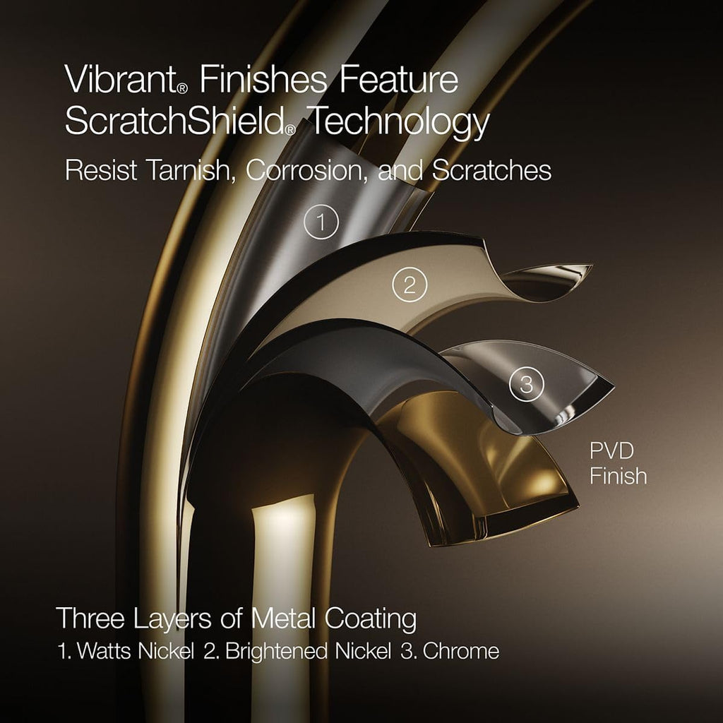 Kohler T23491-4-2MB Parallel Two-Handle Wall Mount Bath Faucet Trim with Lever Handles, Vibrant Brushed Moderne Brass