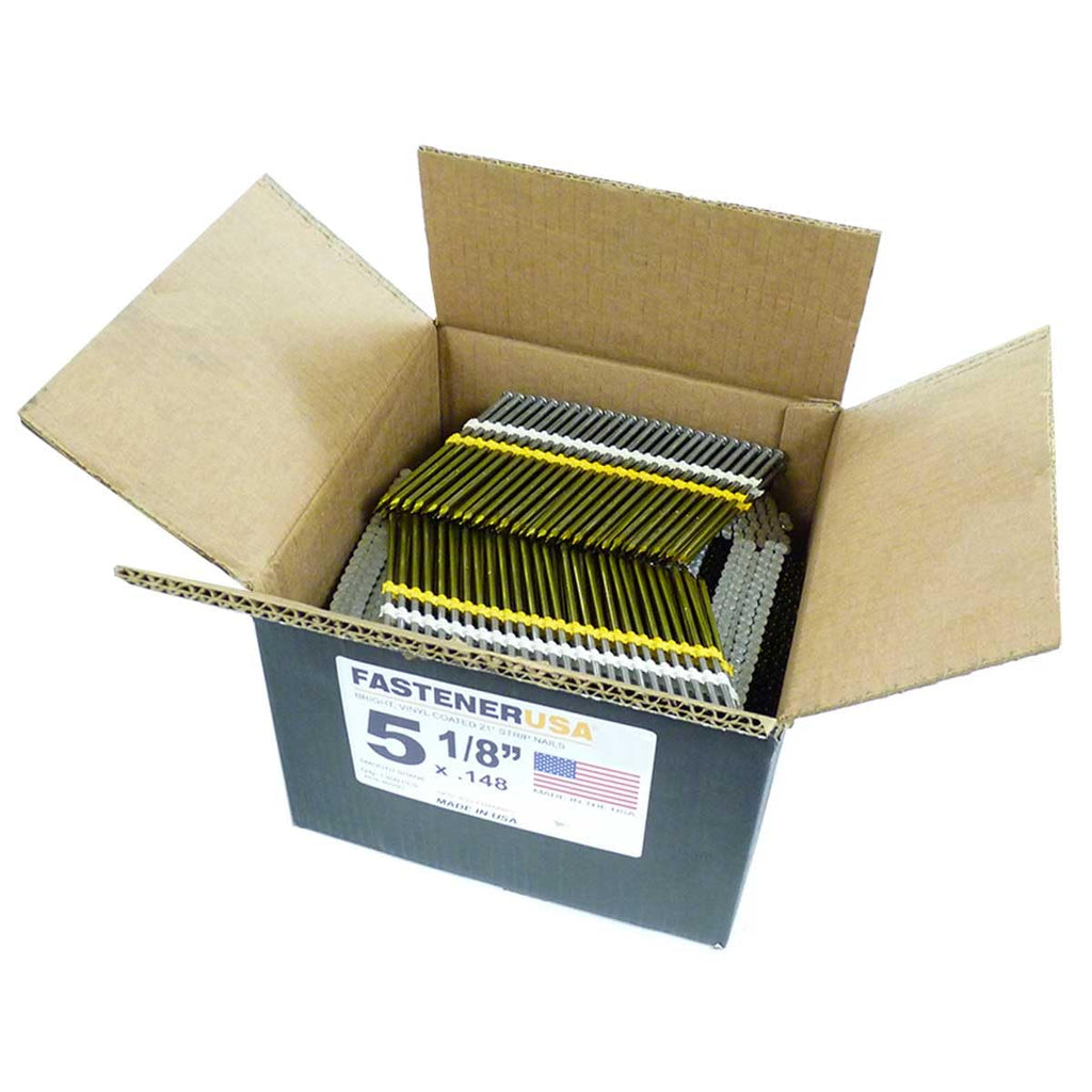 5-1/8' x .148 Smooth Brite Strip Nails 21-DEG Plastic 1,800ct