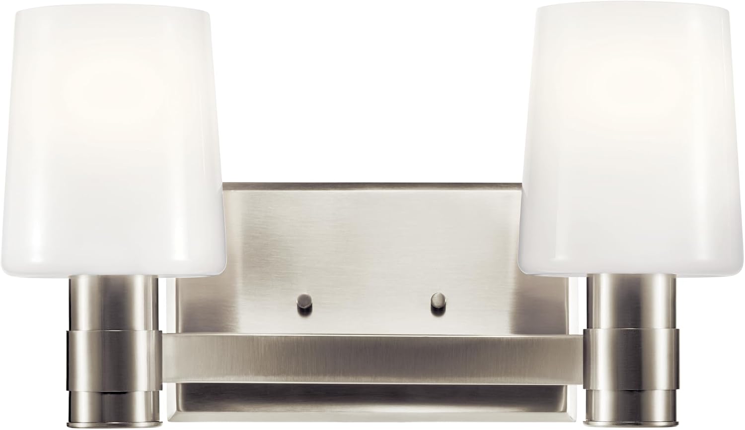 Kichler Adani 2-Light Vanity Light Fixture, Modern Bathroom Lighting with Opal Glass in Brushed Nickel, Wall Mount Light for Bathroom or Powder Room (8.25 x 14.5 in), 55175NI