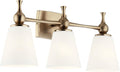 Kichler Cosabella 3-Light 24' Bathroom Vanity Light Fixture with Satin Etched Cased Opal Glass Shades in Champagne Bronze for Modern Bathrooms and Powder Rooms, 55092CPZ