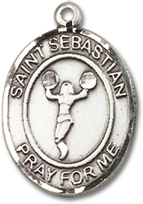 Bonyak Jewelry St. Sebastian - Cheerleading Hand-Crafted Oval Medal Pendant in Sterling Silver