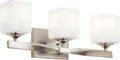 Kichler Marette 22.75' Vanity Light in Brushed Nickel, 3-Light Modern Bathroom Light with Satin Etched Cased Opal Glass, (22.75' W x 8' H), 55002NI
