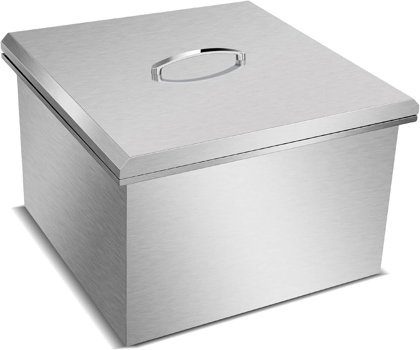 Stainless Steel Drop-in Ice Chest, 20.5'L X 20.5'W X 13'H Inch Drop-in Ice Cooler with Removable Cover Ice Bin Drain-pipe and Drain Plug Included for Cold Wine Beer, Silver