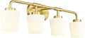 Bathroom Light Fixtures Over Mirror, 4-Light Brushed Gold Vanity Lighting Fixtures with Milk White Glass, Farmhouse Champagne Bronze Wall Sconces Lighting, AD-22004-4W-GD