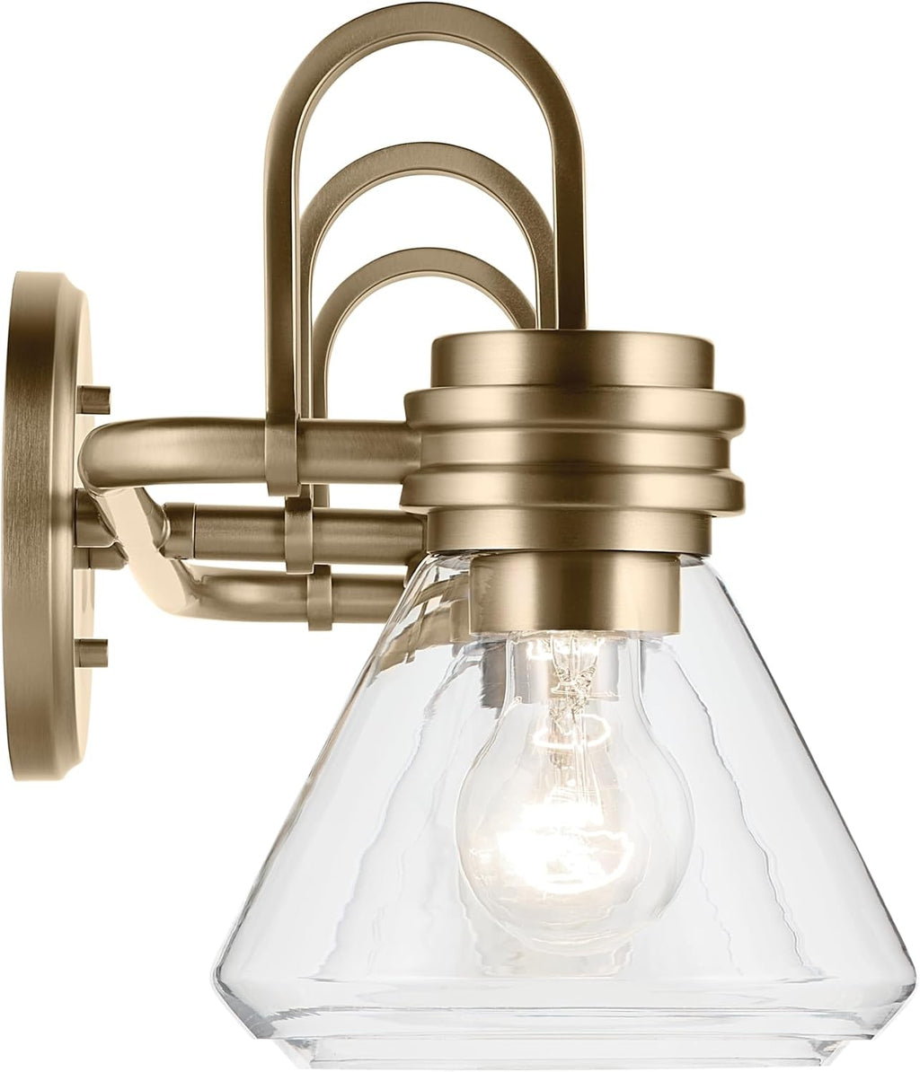 Kichler Farum 26' 3-Light Bathroom Vanity Light Fixture with Clear Glass in Champagne Bronze for Over Mirror, Modern Wall Mount Lighting (26' W x 9.5' H), 55155CPZCLR