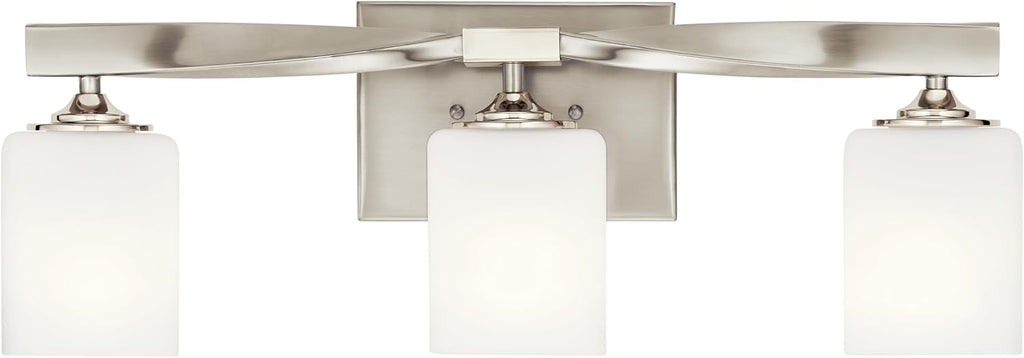 Kichler Marette 22.75' Vanity Light in Brushed Nickel, 3-Light Modern Bathroom Light with Satin Etched Cased Opal Glass, (22.75' W x 8' H), 55002NI