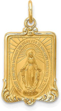 Diamond2Deal 14k Yellow Gold Satin Medium Rectangle Framed Miraculous Medal Fine Jewelry for Women (L- 23.55 mm W- 13.25 mm)