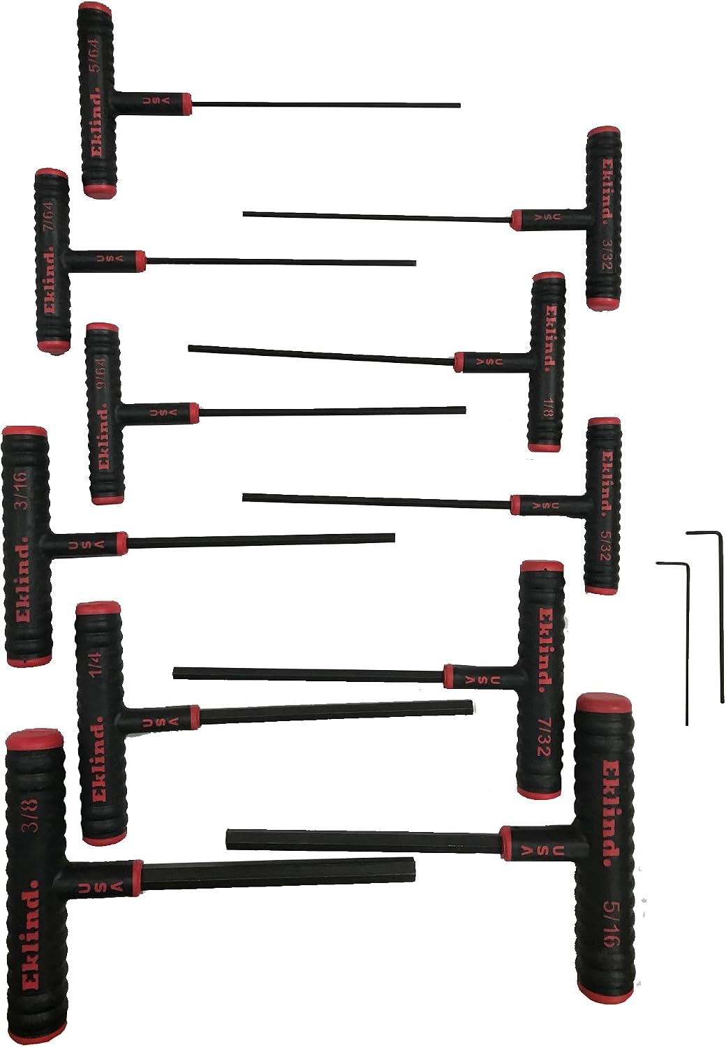 Eklind T Handle Hex Wrench Set Metric, SAE, and Torx 34pc 6' Comfort Grip w Stands Made in USA
