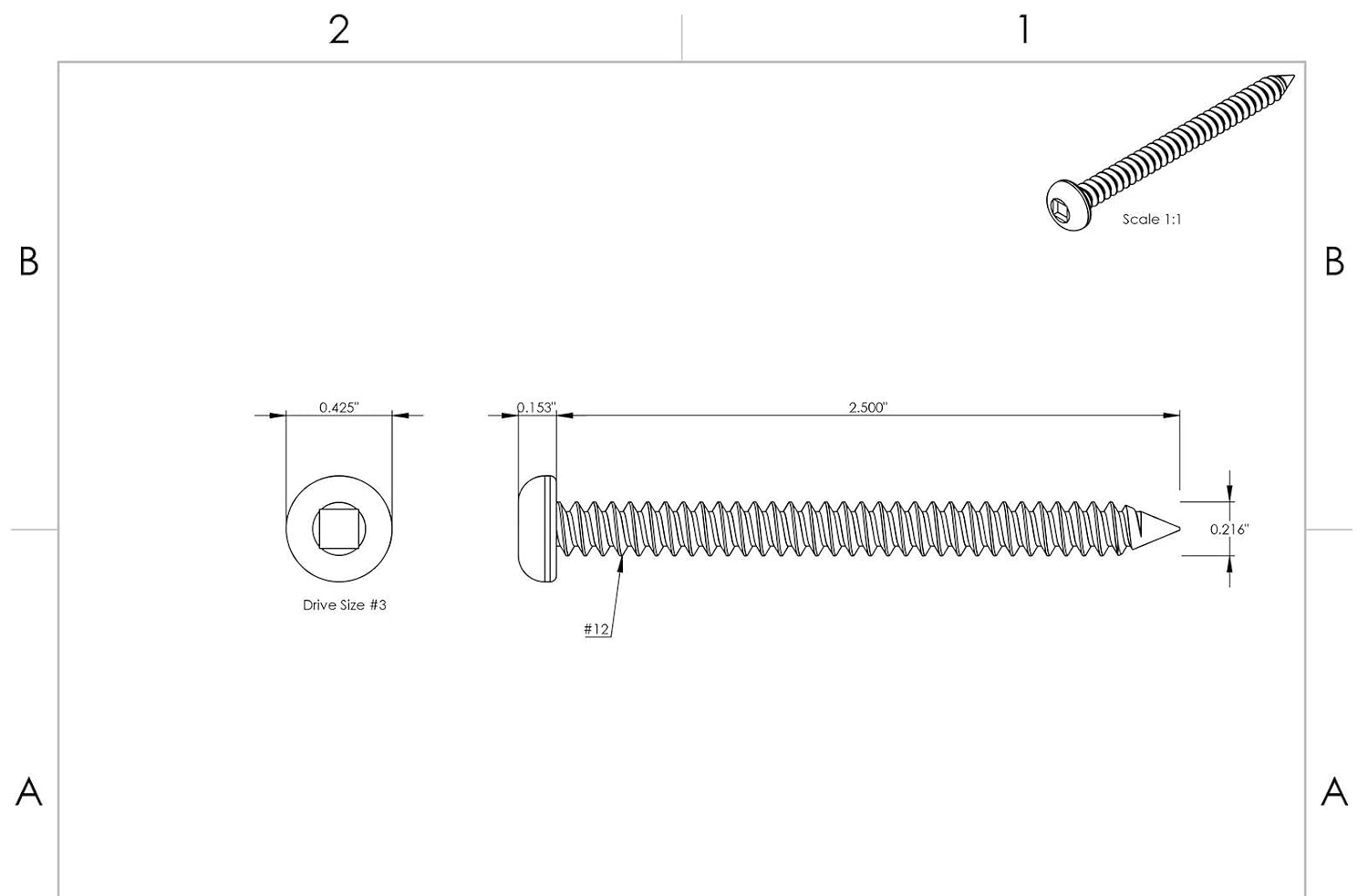 #12 x 2-1/2' - Square Drive Screws Self Tapping Pan Sheet Metal Stainless 250 Pcs self Tapping Screws Metal B2B