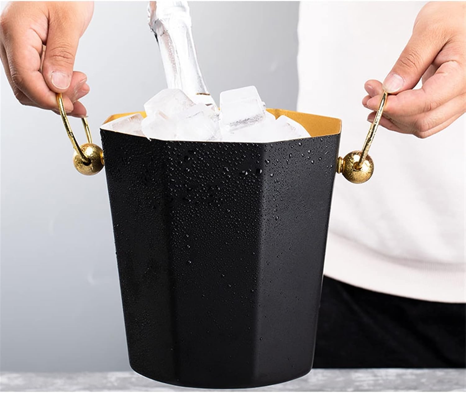 Ice Bucket Champagne Bucket Octagonal Ice Bucket Container Stainless Steel Champagne Wine Ice Bucket Keeps Ice Cold for Home Bar Chilling Beer and wine Ice Bucket Beverage Tub (Color : 1)