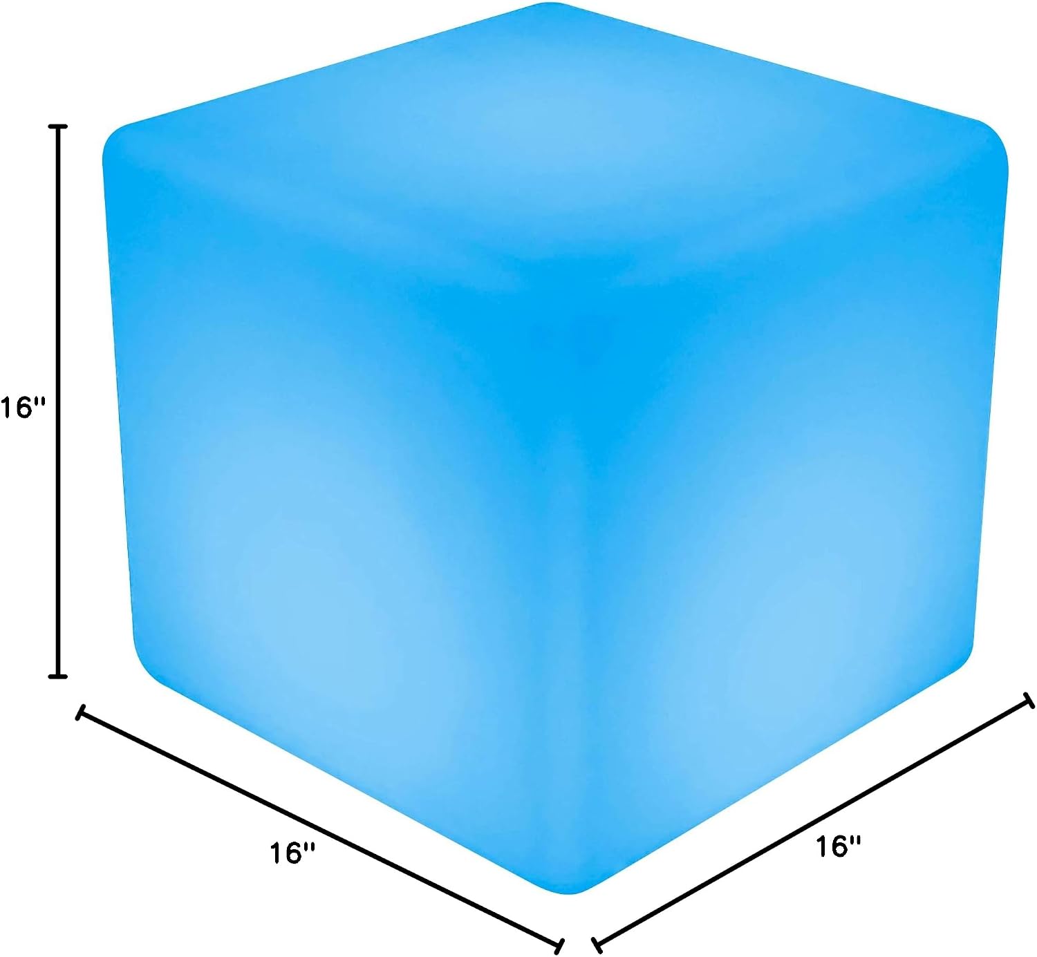 Hullaballoo 16-inch Rechargeable LED Cube Chair Light w/Remote, Waterproof RGB Color Changing Seat Stool Side Table, Ideal Home Bedroom Patio Pool Party Accent Ambient Decorative Lighting