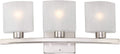 Possini Euro Design Modern Wall Mount Light Brushed Nickel Silver Hardwired 23 1/2' Wide 3-Light Fixture Curved Frame White Linen Glass Shade for Bedroom Bathroom Vanity Reading Living Room Hallway
