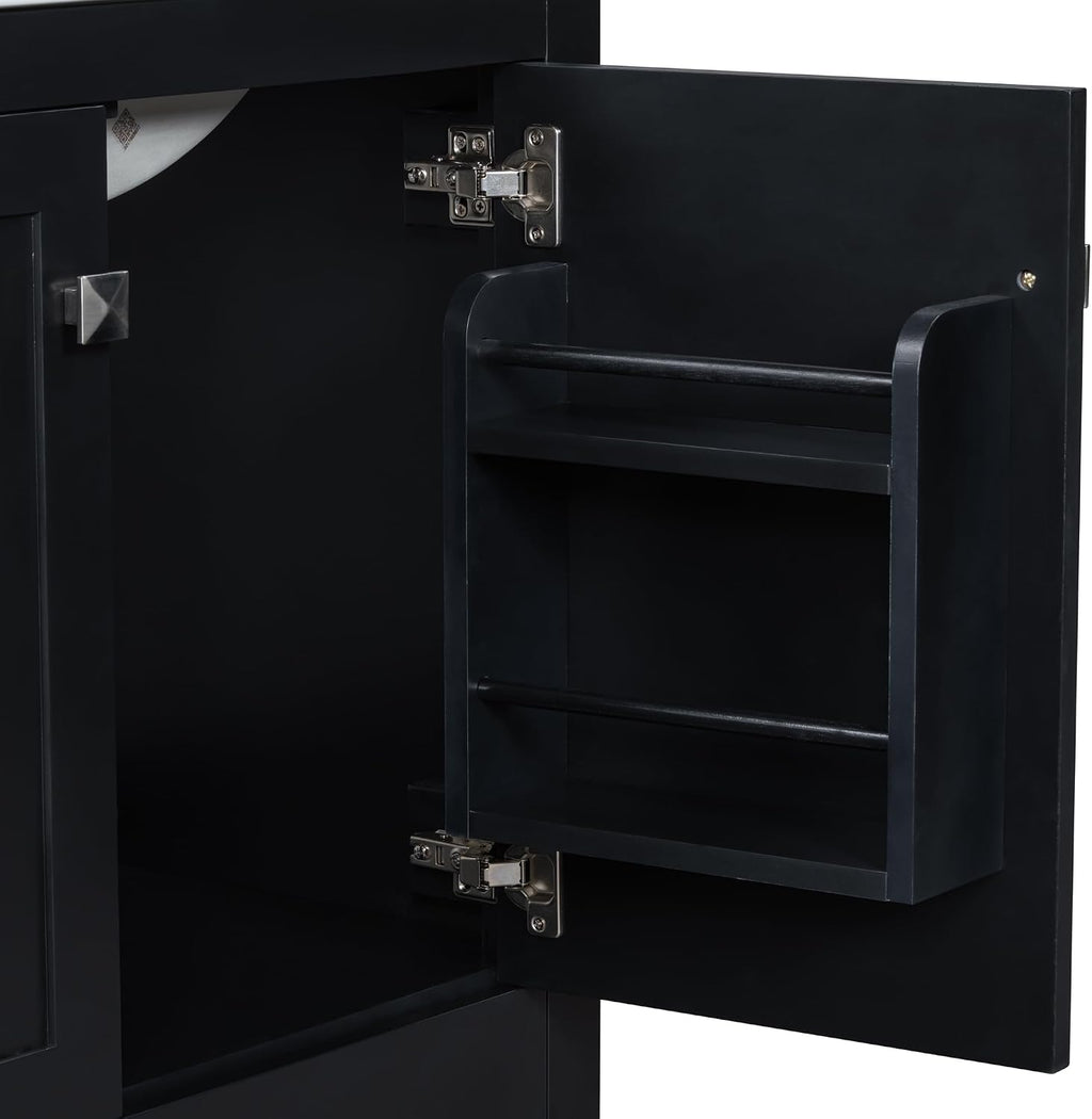 Bellemave 30' Bathroom Vanity with Sink Combo Set, Solid Wood Frame Bathroom Storage Cabinet with a Drawer, 2 Soft Closing Cabinet Doors with Organizer, Black
