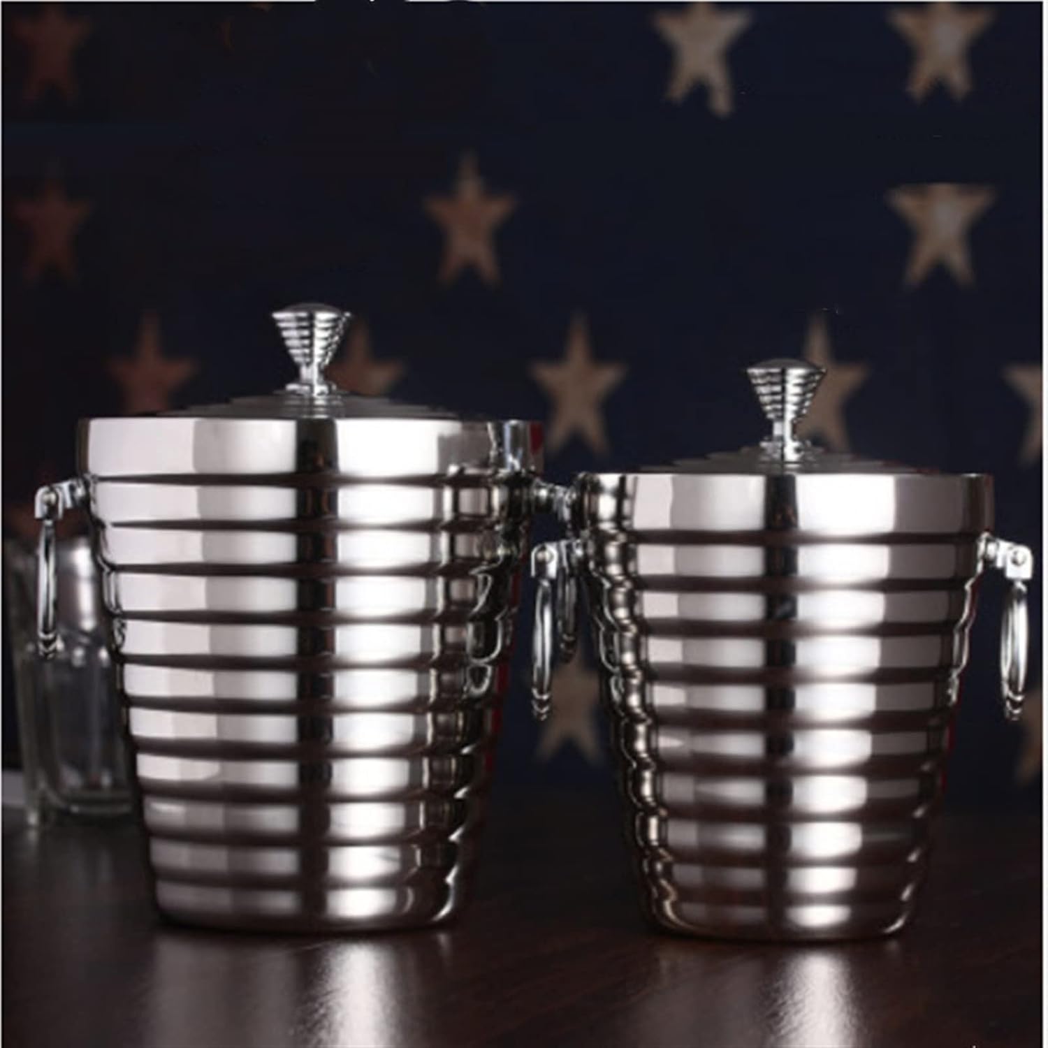 Ice Bucket Champagne Bucket 304 Stainless Steel Ice Bucket Portable Double Wall With Lid Hotel Wine Champagne Whiskey Beverage Beer Party Household Tool Ice Bucket Beverage Tub (Color : 2L)