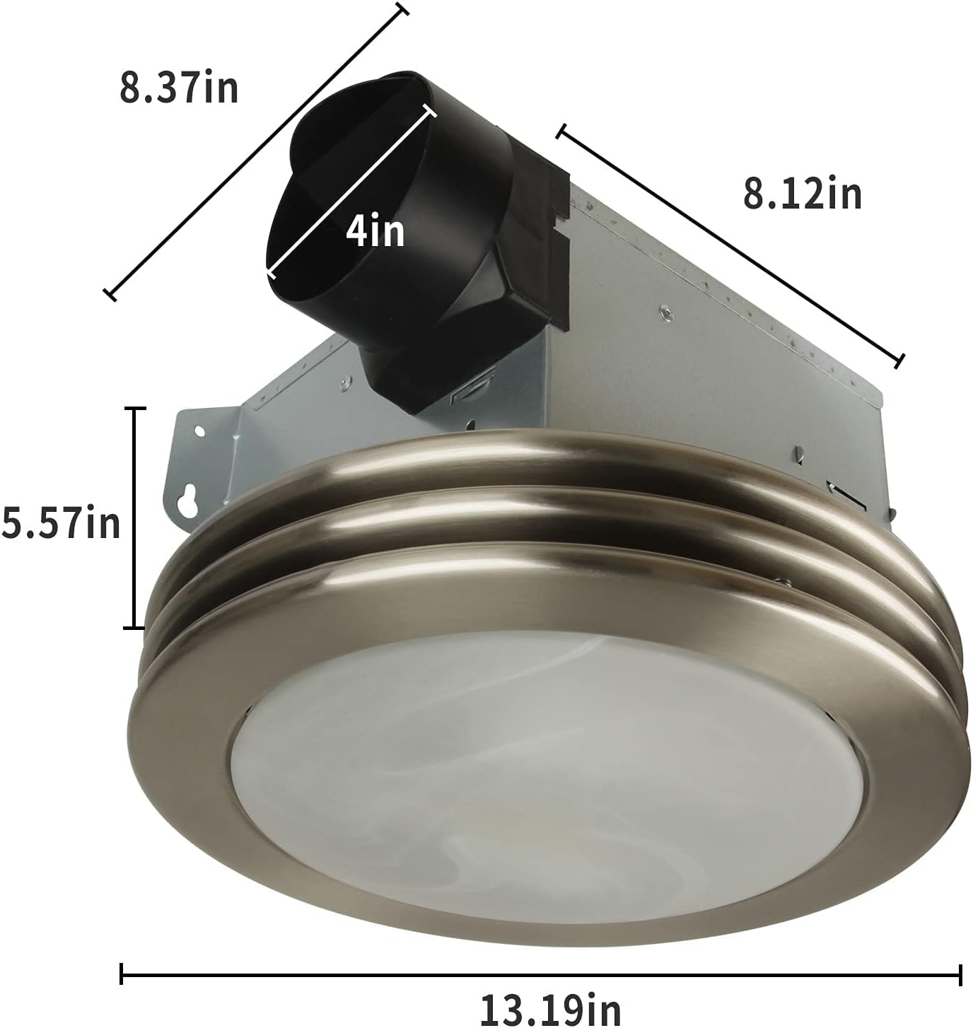 Akicon Ultra Quiet Bathroom Exhaust Fan with LED Light 80CFM 2.0 Sones Round Bathroom Ventilation Fan with Frosted Glass Cover Brushed Nickel Finish (Brushed Nickel)