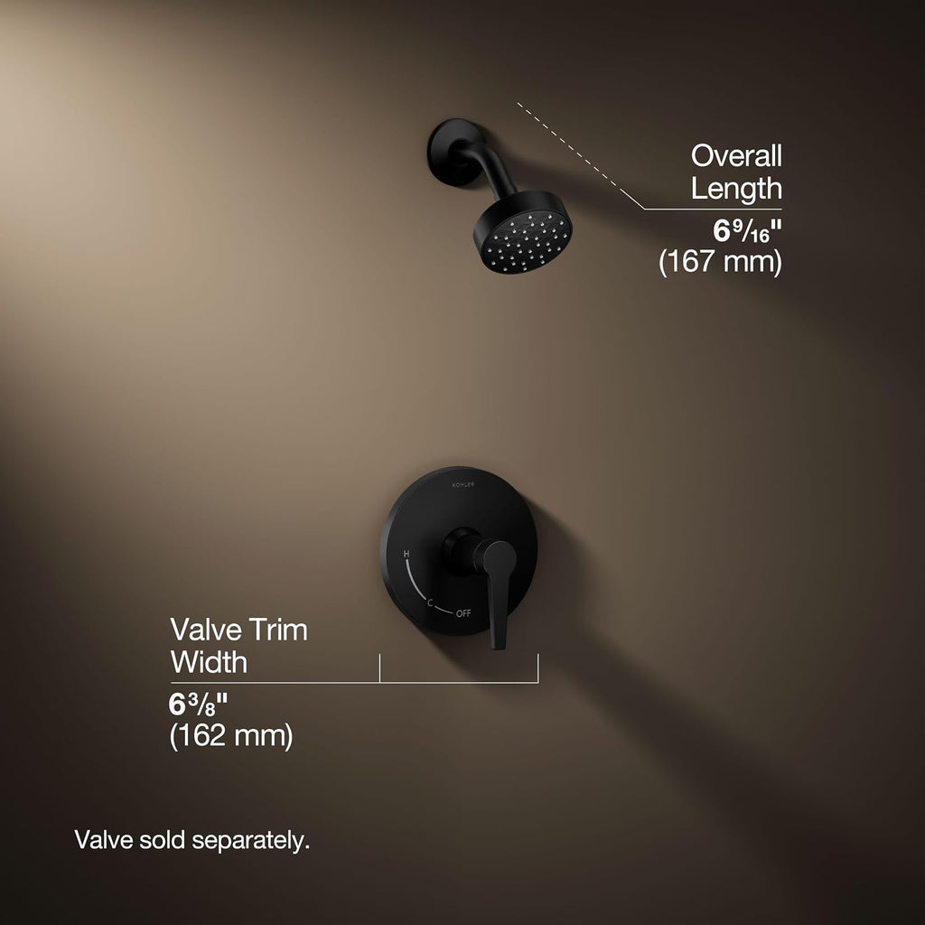 Kohler K-TS97077-4Y-BL Pitch Rite-Temp Shower Trim Kit, 2.5 GPM, Matte Black