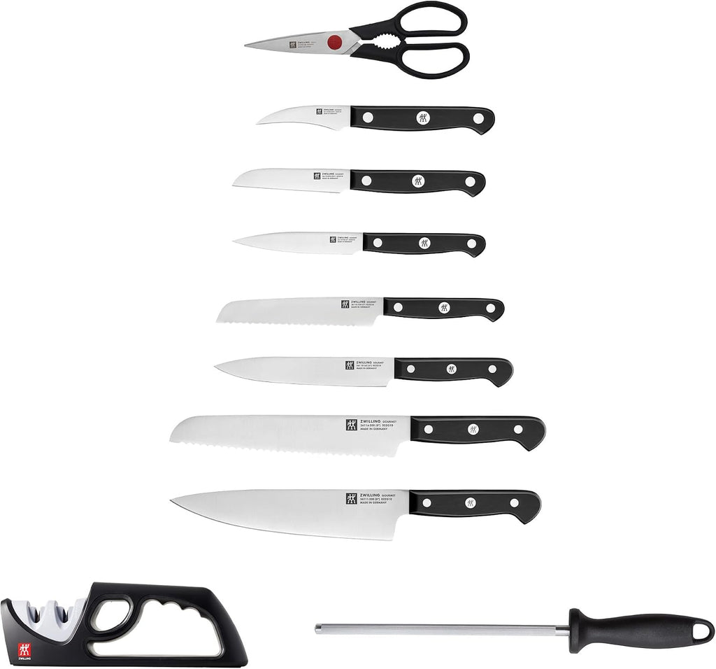 ZWILLING Gourmet 10-pc Knife Block Set with 2-Stage Pull-through Sharpener