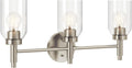Kichler Madden 3-Light Bathroom Vanity Light Fixture with Clear Glass in Brushed Nickel, Modern Wall Mount for Mirror Lighting Over Vanity (10.5 in x 24 in), 55185NI