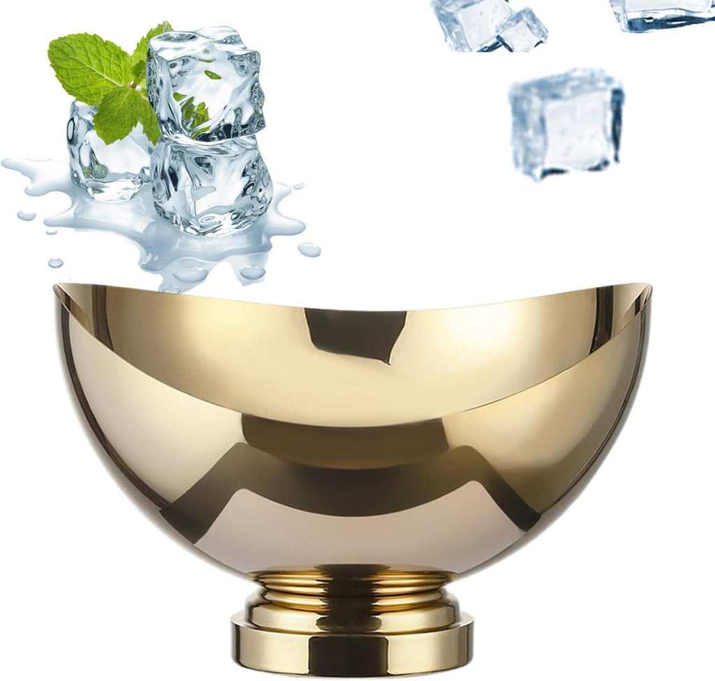 Stainless Steel Ice Bucket Beverage Tub Ice Tub Container Drink Chiller Practical Cooling Container Drink Bucket for Holiday, Gold(Gold)