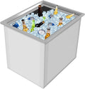 21L x 17W x 17H Inch Drop in Ice Chest with Cover, 70 Qt Commercial Stainless Steel Ice Cooler Bin, Insulated Ice Bucket Included Drain-Pipe and Drain Plug for Cold Wine Beverage