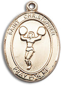 Bonyak Jewelry St. Christopher - Cheerleading Hand-Crafted Oval Medal Pendant in 14kt Yellow Gold