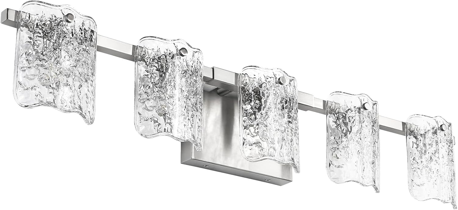 5-Light Bathroom Vanity Light, 31' Brushed Nickel Bathroom Light Fixture Over Mirror with Clear Glass, Modern Bath Wall Sconce Lighting, View Bundled for Installation Tools, OS-MM5002-5BN