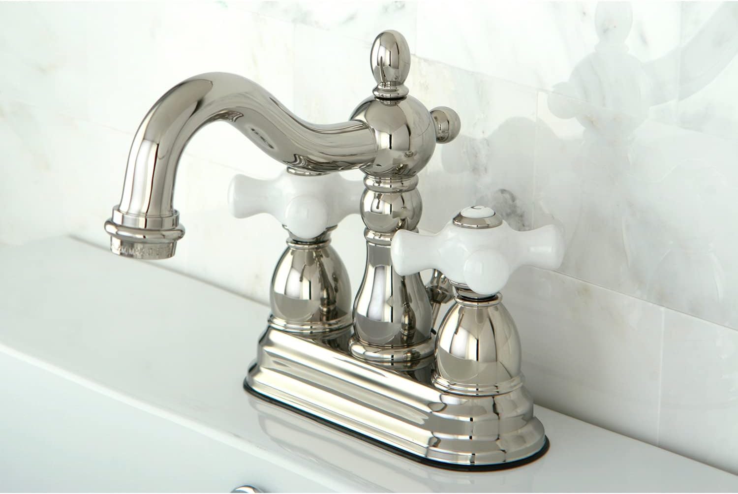 Kingston Brass KB1606PX Heritage 4 in. Centerset Bathroom Faucet, Polished Nickel