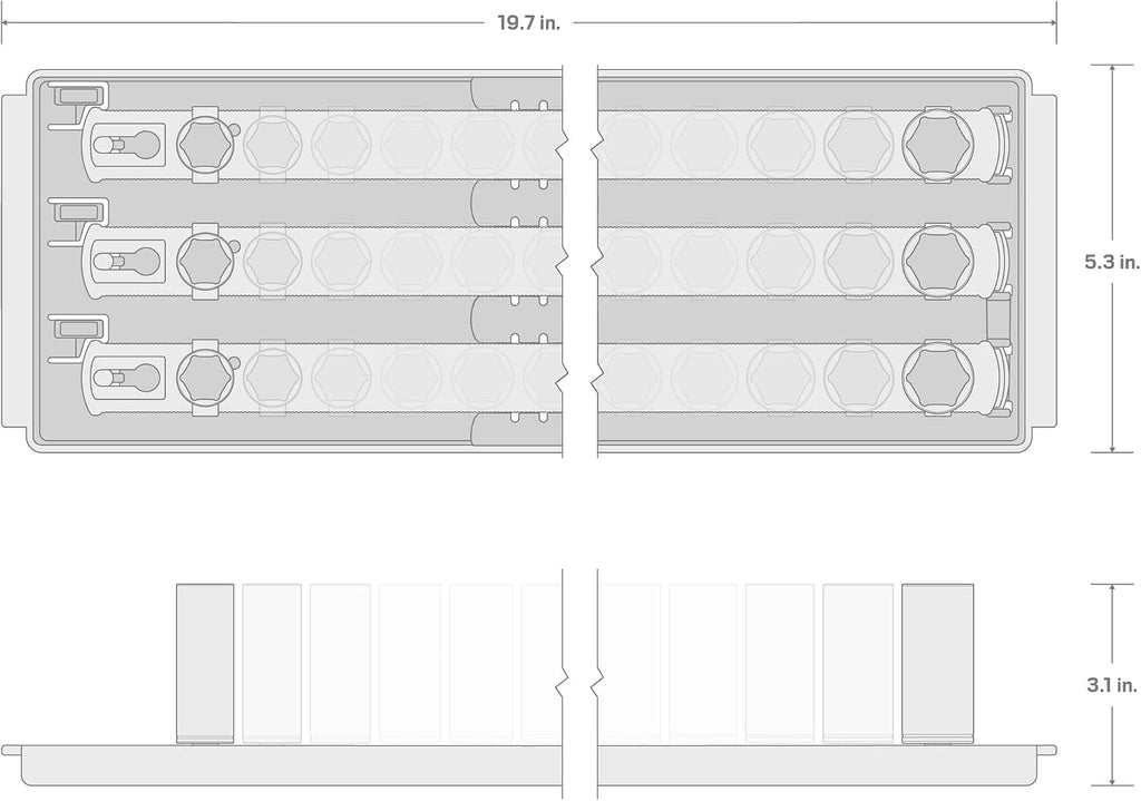 TEKTON 3/8 Inch Drive Shallow, Semi-Deep, and Deep 6-Point Socket Set with Rails and Trays, 57-Piece (6-24 mm) | SHD91124