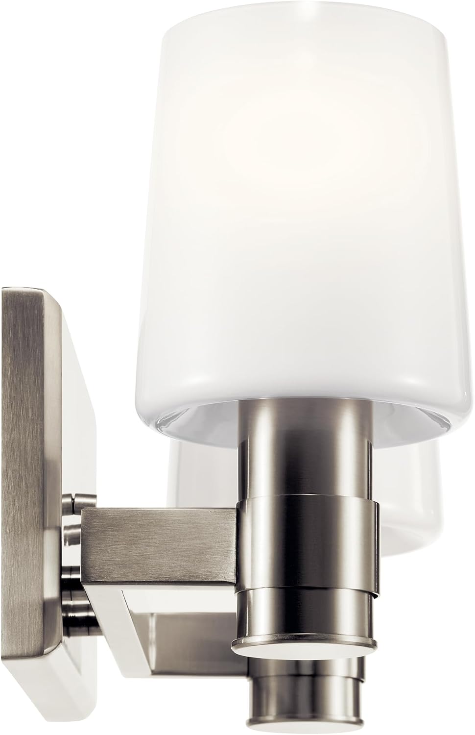 Kichler Adani 2-Light Vanity Light Fixture, Modern Bathroom Lighting with Opal Glass in Brushed Nickel, Wall Mount Light for Bathroom or Powder Room (8.25 x 14.5 in), 55175NI